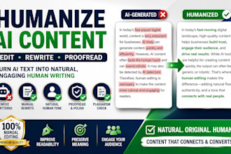 humanize, proofread and edit ai generated content