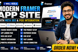 build modern framer app site with meta SEO tags custom pod product integration
