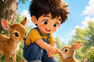 create whimsical children book illustrations