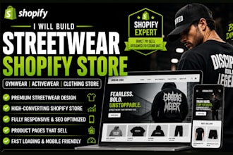 build streetwear shopify store gymwear activewear website clothing shopify store