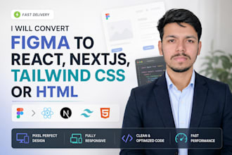 convert figma to react, nextjs, tailwind CSS or HTML