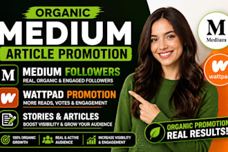 do organic medium article promotion, medium followers, wattpad promotion stories