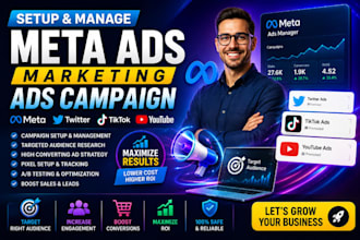 setup and manage meta ads,marketing meta ads, twitte tiktok youtube ads campaign
