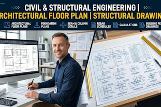 civil and structural engineering architectural floor plan and structural drawing
