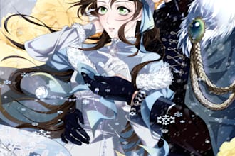 draw an anime light novel cover, webtoon cover illustation