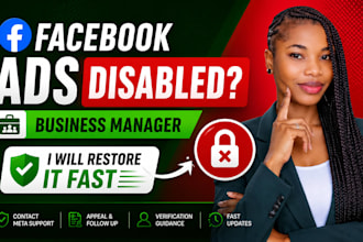 contact facebook support to restore your ads and business account