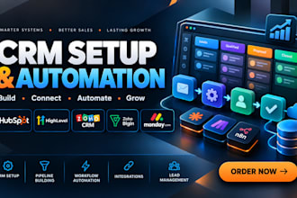 set up and fully automate hubspot, zoho CRM, zoho bigin, gohighlevel, monday CRM
