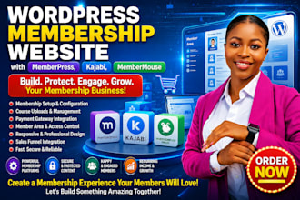 design wordpress membership website with memberpress, kajabi, membermouse