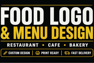 design food logo and food menu for restaurant, cafe, bakery, and fast food