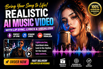make realistic ai music video with lip sync lyric visualizer