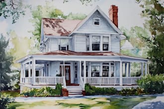 paint watercolor house portrait
