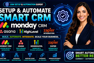 setup monday crm asana make gohighlevel workflow automation zapier integration