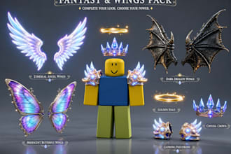 design roblox 3d character accessories roblox ugc model themed wing and more