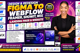 design redesign figma to webflow framer showit wix landing page website redesign