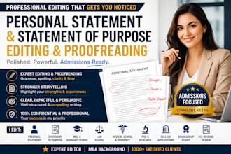 edit your law, MBA, phd, grad school personal statement or statement of purpose