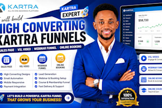 do kartra course sales page, kartra vsl video, webinar funnel, online booking