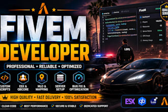 develop custom fivem server, qbcore, esx scripts, mlo, and gta rp features