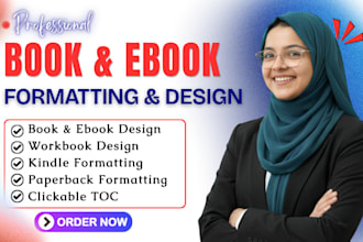 do ebook design, format educational workbook, layout design for print and kindle