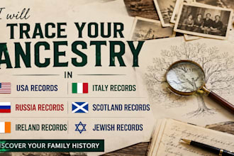 trace your ancestry in USA italy russia scotland ireland and jewish records