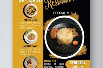 design a modern restaurant menu, brochure, and promotional flyer