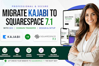 migrate kajabi to squarespace 7 1 with SEO  domain transfer design and setup