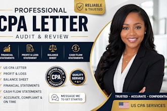 prepare US cpa letter, compiled financial statements, p and l and balance sheet