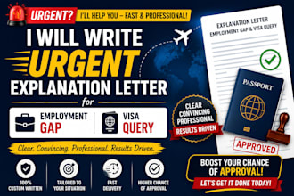 write urgent explanation letter for employment gap and visa query