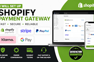 set up shopify payment gateway, stripe, paypal, klarna and shopify payments