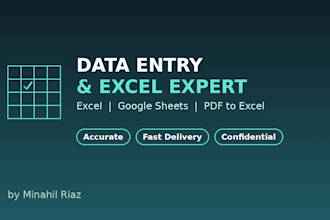 do data entry, excel data cleanup and PDF to excel conversion