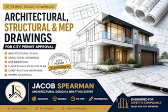 draw permit ready architectural, structural, and mep drawings for city permit
