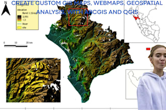 create custom gis maps, webmaps, geospatial analysis, with arcgis and qgis