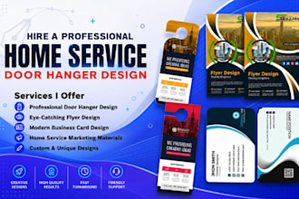 design professional home service door hanger, flyer and business card
