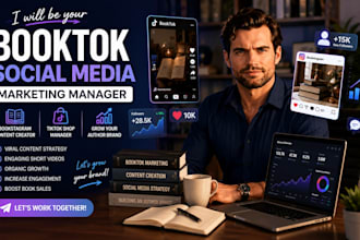 be your booktok social media manager, bookstagram content creator tiktok shop