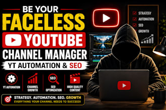 be your faceless youtube channel manager yt automation and SEO