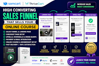 build samcart thrivecart sales funnel landing page online course checkout