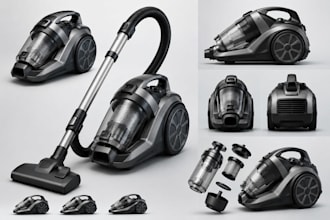 design a professional vacuum cleaner product with 3d cad modeling