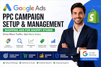 manage and set up google ads PPC campaign shopping ads for shopify store