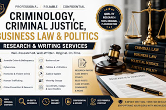 urgently do criminal justice tasks, criminology, lawsuits and case laws