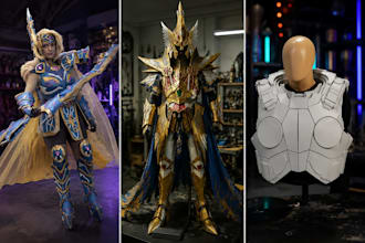 create custom wearable cosplay armor, anime costume, 3d helmet, mask props