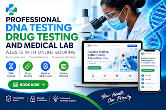 design dna testing, drug testing and medical lab website with online booking