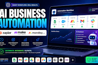 setup ai automation, zapier, make, monday com CRM and workflow