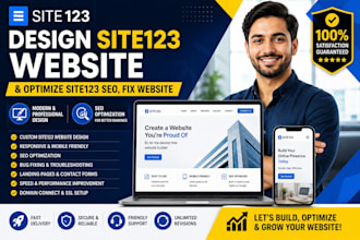design site123 website and optimize site123 seo, fix website