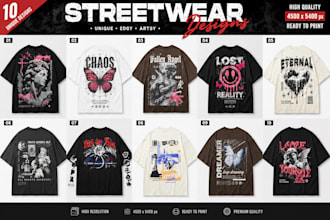 design streetwear t shirts with vintage and y2k aesthetics