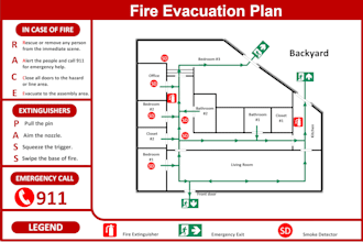 design emergency evacuation plans, fire safety, and floor plans