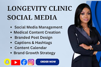 manage social media  longevity healthy aging wellness clinics to grow patients