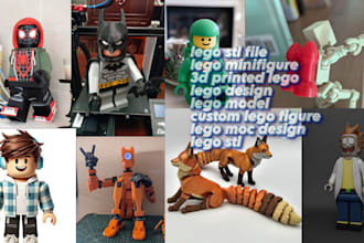 create lego stl file, lego minifigure, moc design a 3d printed and lego model
