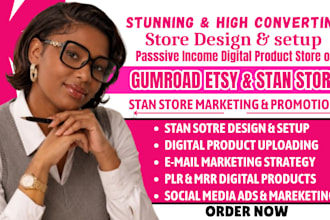 setup stan store, stan store marketing, gumroad, beacon ai, etsy, stan store