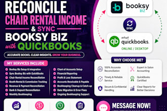 reconcile chair rental income and sync booksy biz with quickbooks