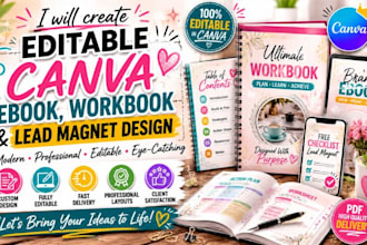 create editable canva ebook, workbook and lead magnet design