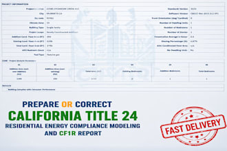 prepare or correct california title 24 residential energy compliance cf1r report